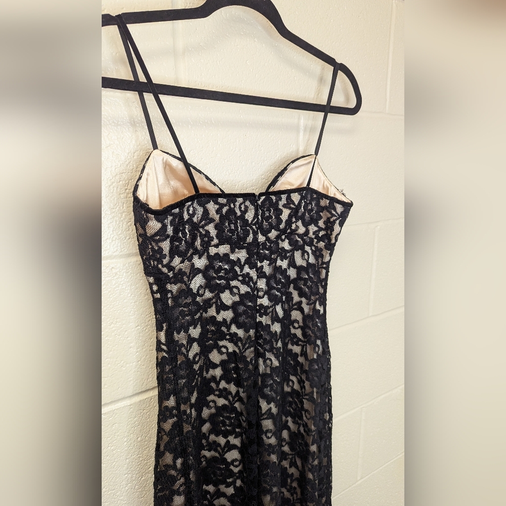 White House Black Market Asymmetrical Black Lace Dress - Picture 4 of 8